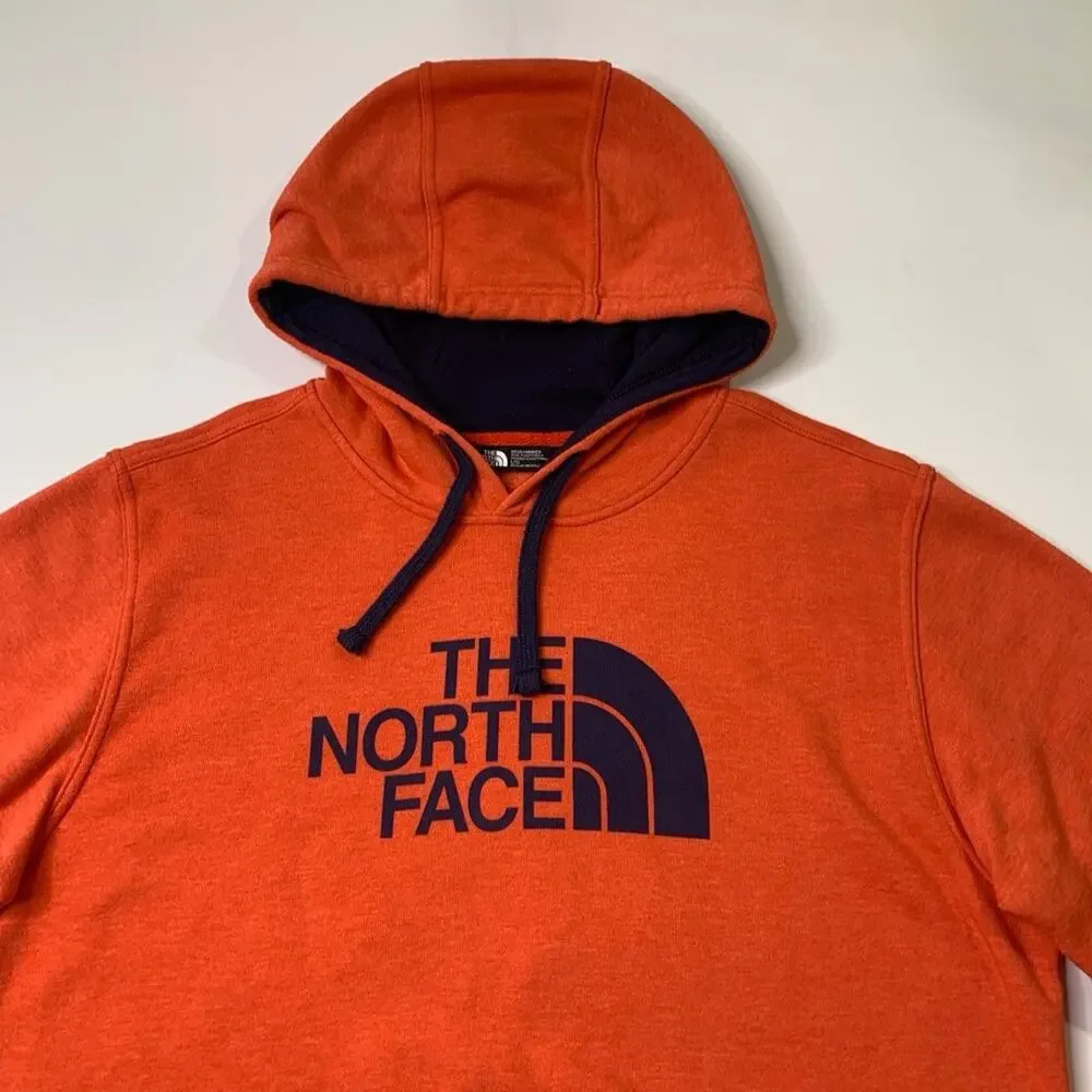 The North Face Hoodie Mens L Large Persimmon Fleece Lined Half Dome Sweatshirt‎
